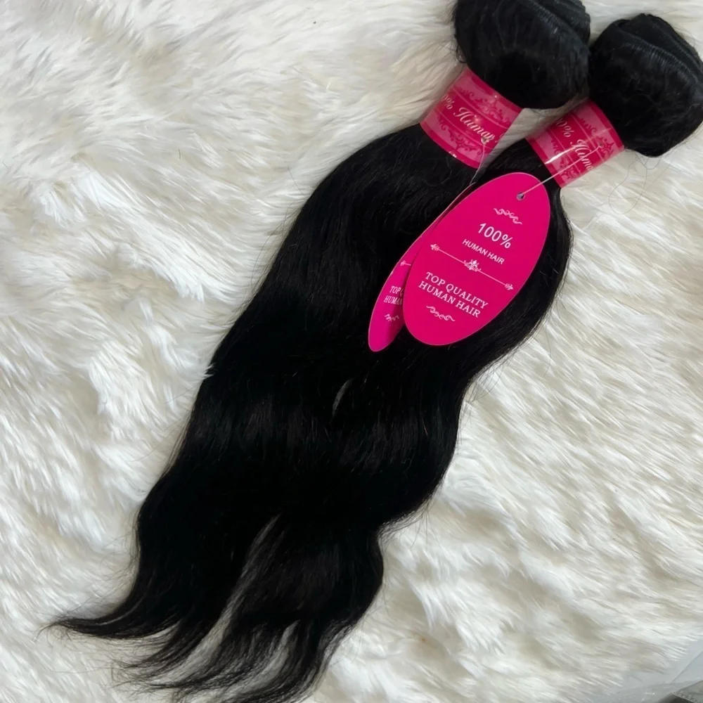 100% Natural Black Human hair Bundles 18”‎ & 20” in Straight wavy hair